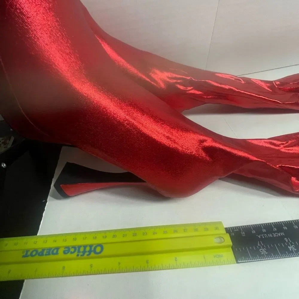 Jeffrey Campbell BNIB XS-S PANTALONES 6M platform Metallic Red Very small waist - Picture 10 of 16